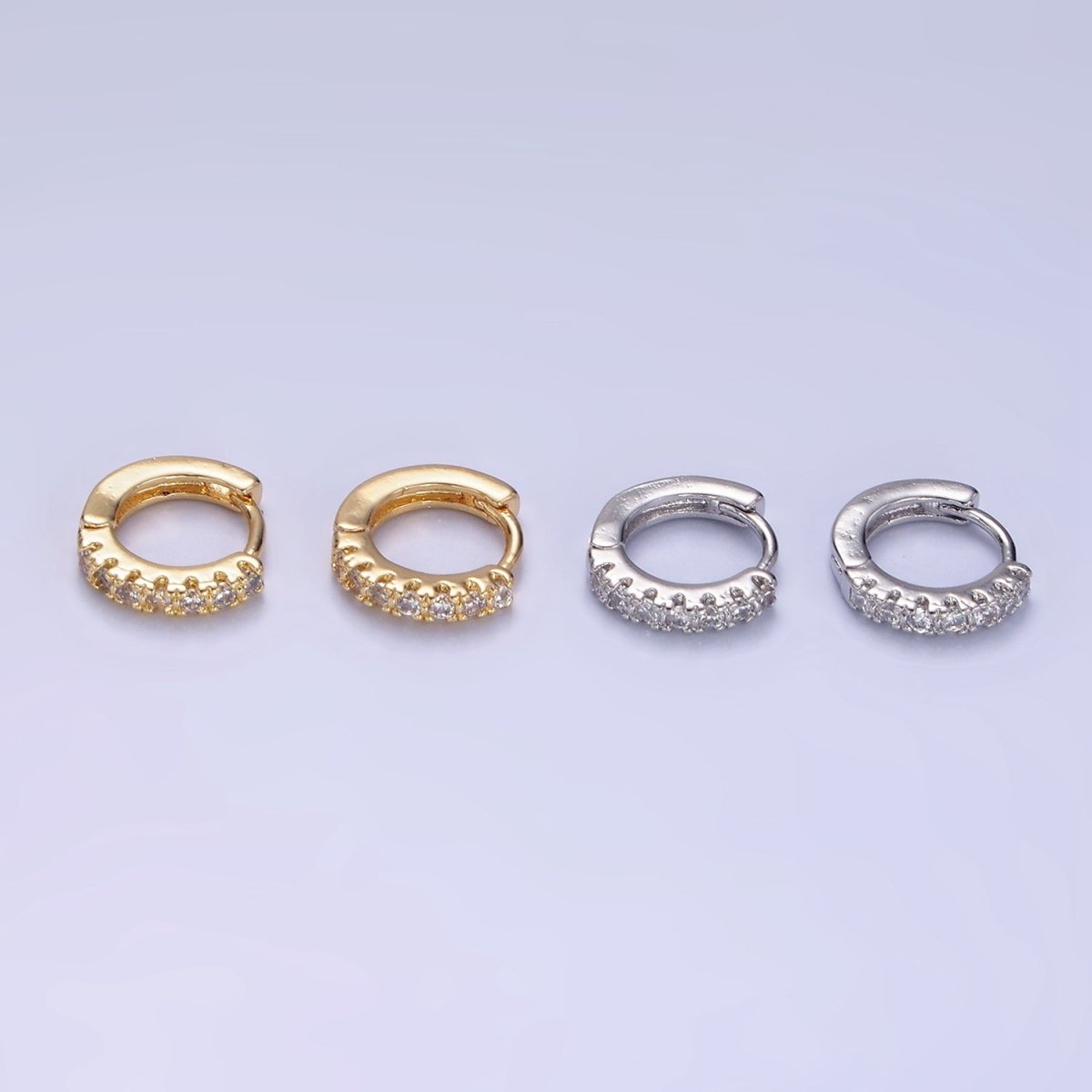 14K Gold Filled 10mm Clear Micro Paved CZ Cartilage Huggie Earrings | AE908