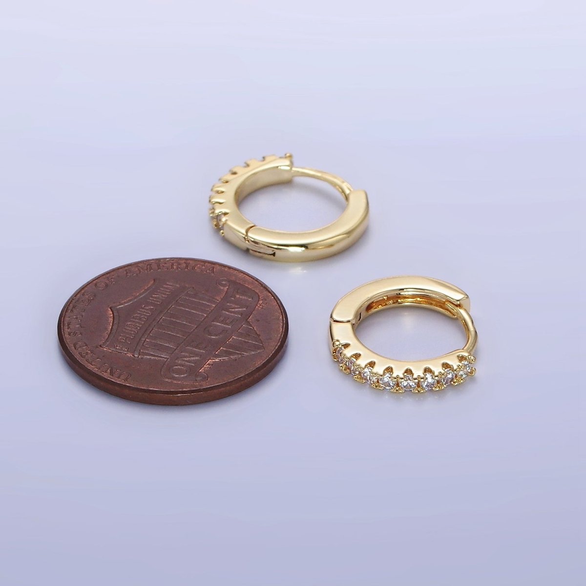 14K Gold Filled 15mm Micro Paved Huggie Earrings | P079