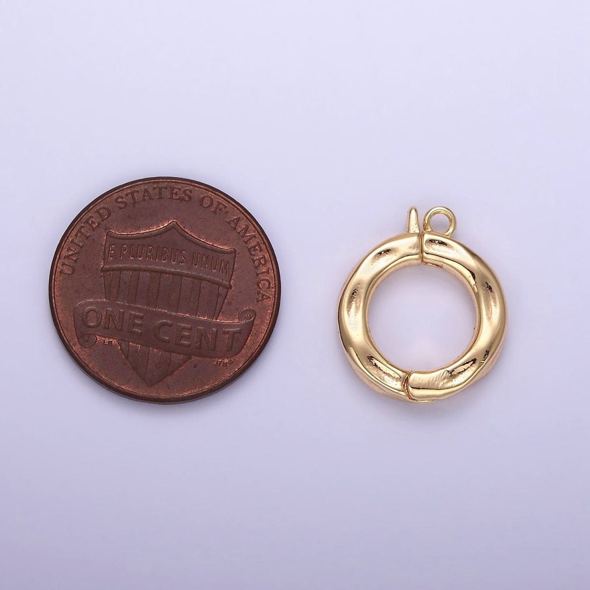 14K Gold Filled 15mm Round Hammered Enhancer Clasps Closure Findings | Z795