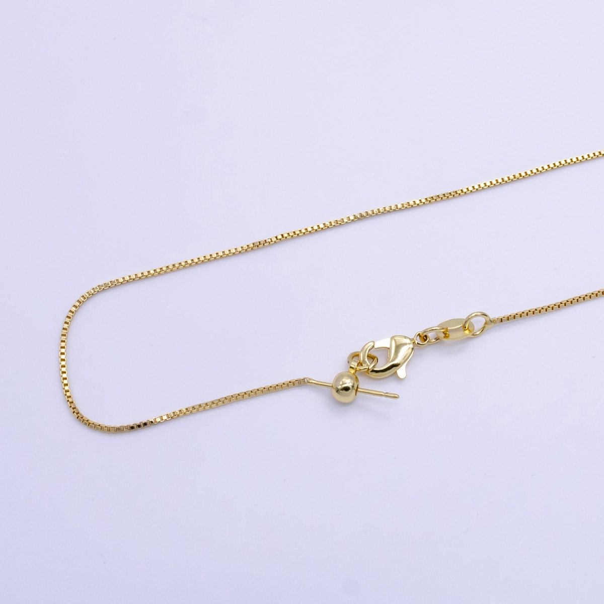 14K Gold Filled 1mm Dainty Box Chain 18 Inch Layering Adjustable Slider Necklace | WA-707