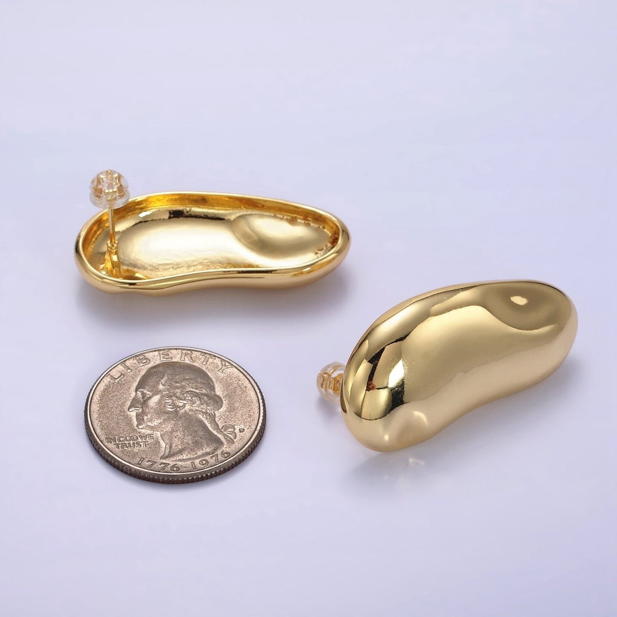 14K Gold Filled 38mm Abstract Molten Foil Drop Stud Earrings | Q047