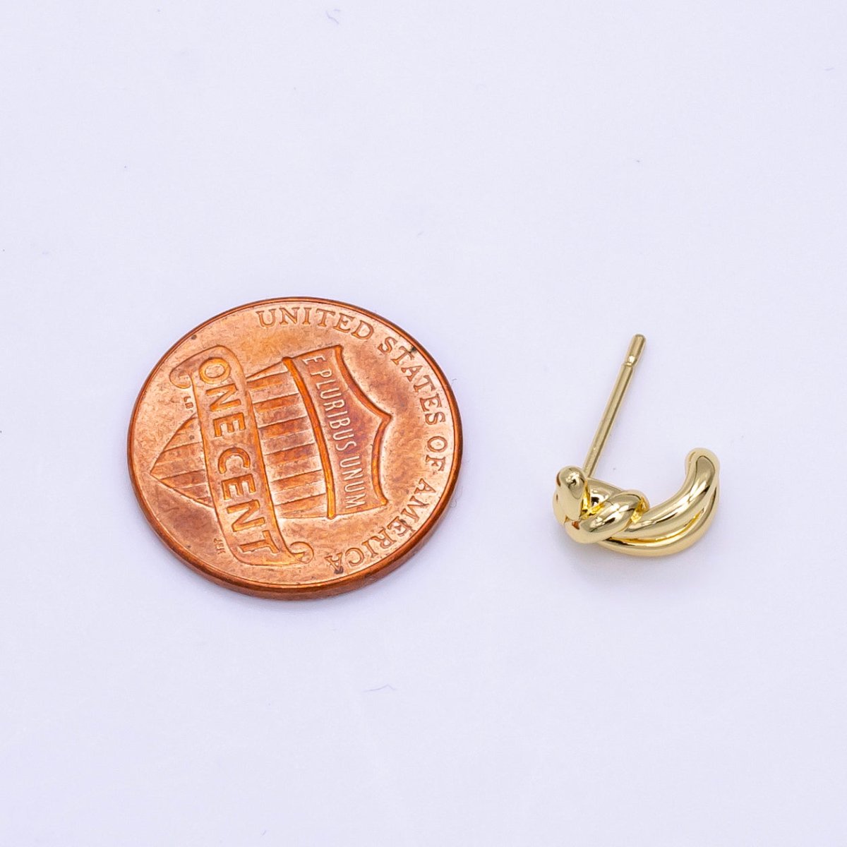 14K Gold Filled 8mm Knot Tied Mini C-Shaped Hoop Earrings | AB1172