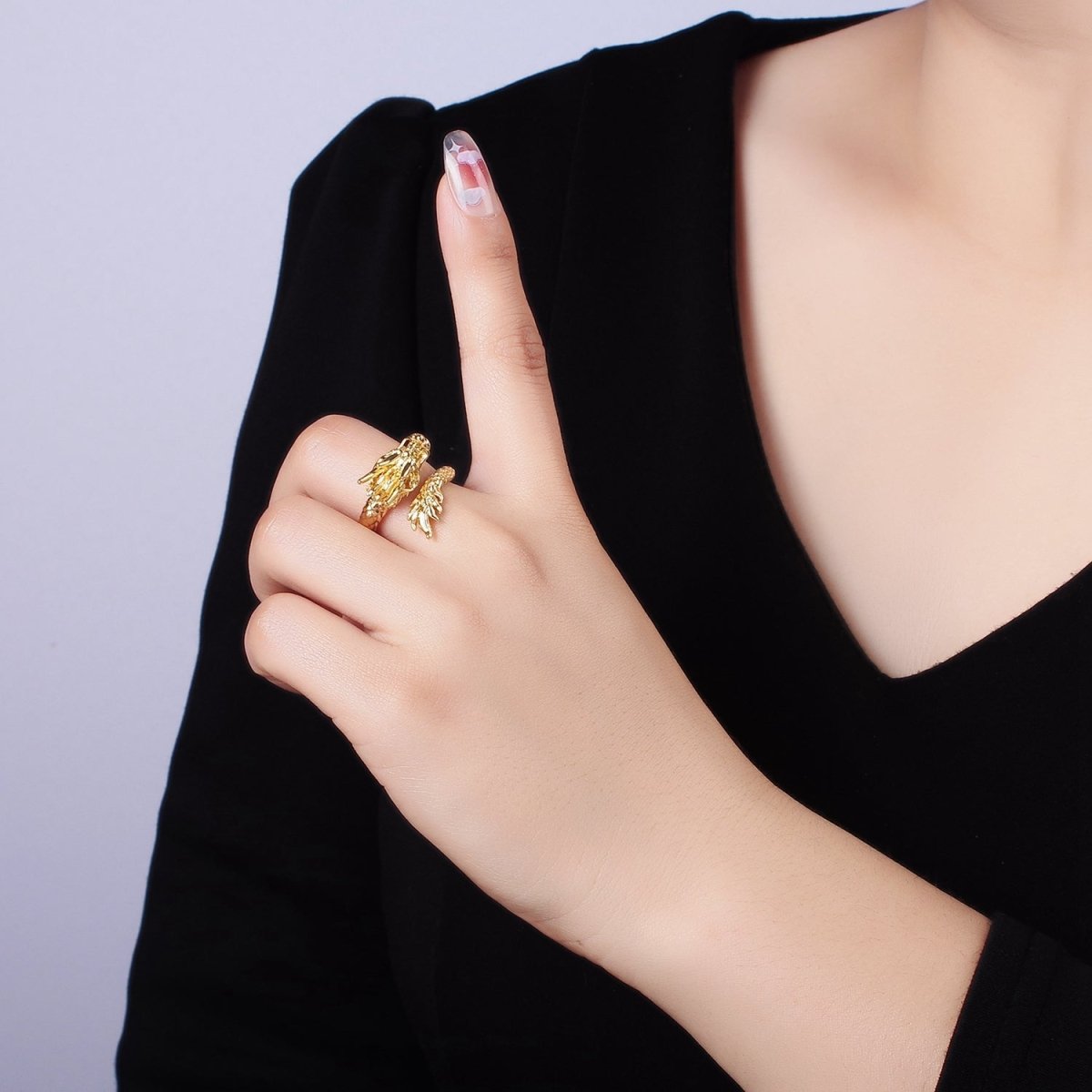 14K Gold Filled Artisan Scaled Dragon Wrap Ring | O1360