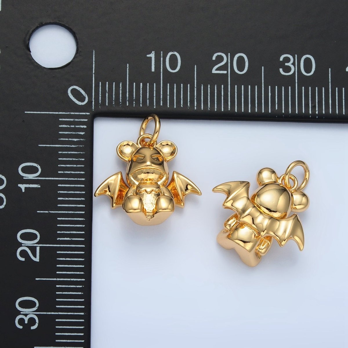 14K Gold Filled 15mm Mini Dog Bat Animal Charm | AC175