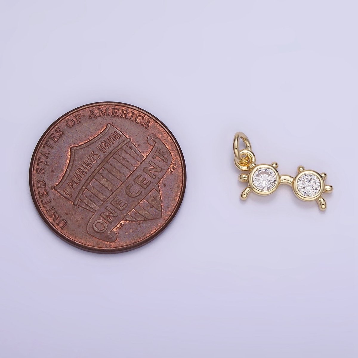 14K Gold Filled Mini Clear CZ Sunglasses Shades Spectacle Charm | W669