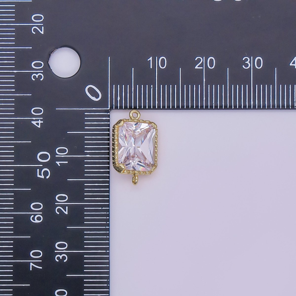 14K Gold Filled Clear, Purple CZ Multifaceted Baguette Bezel Connector | G814 G815