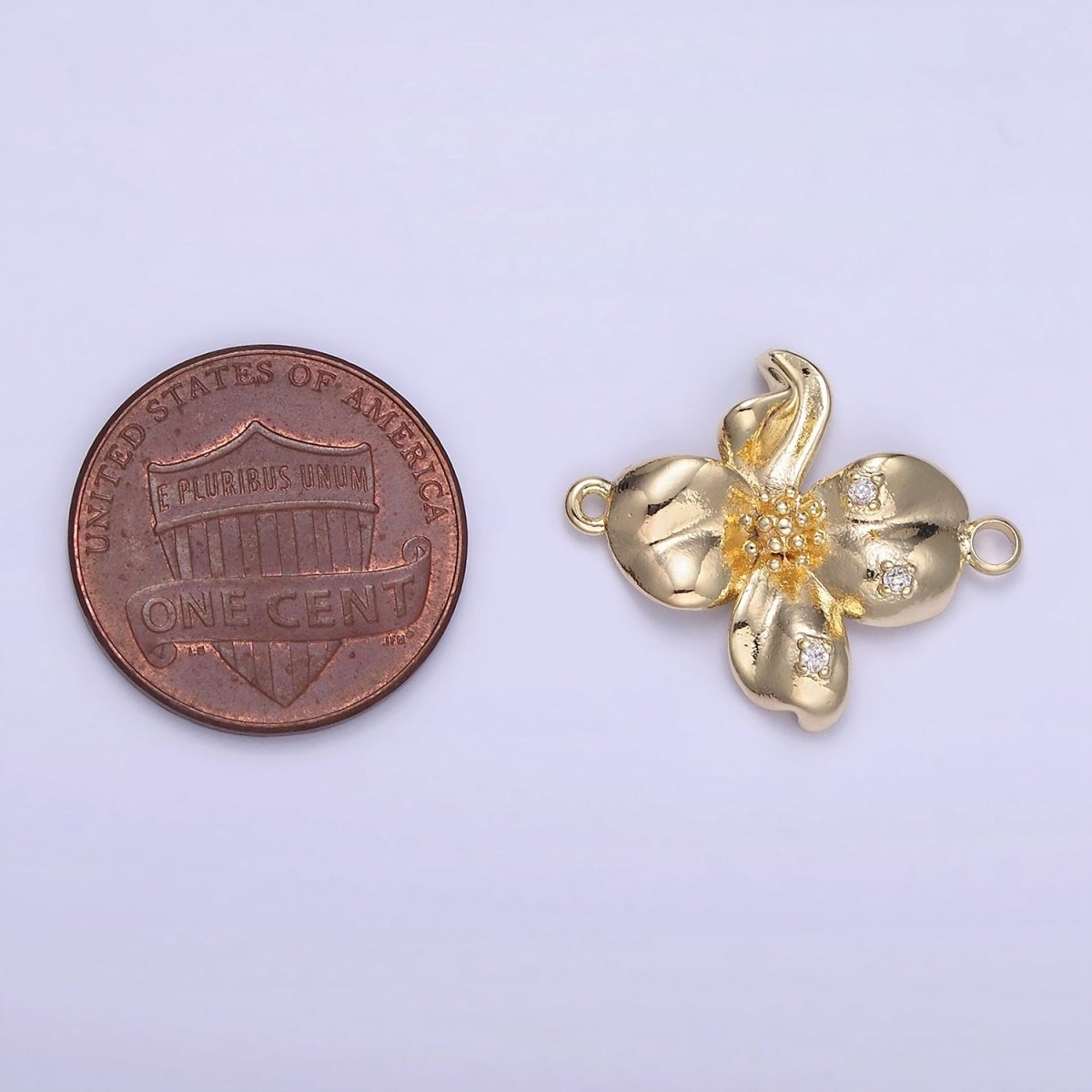 14K Gold Filled Dotted Molten Foil Flower Charm | F032