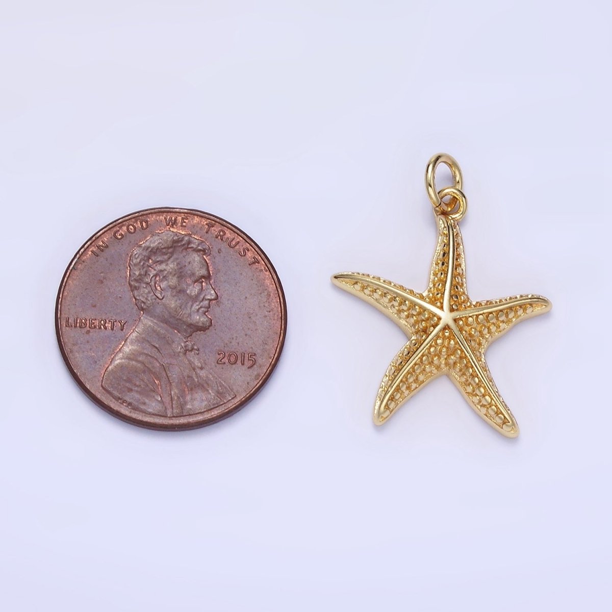 14K Gold Filled Dotted Textured Starfish Animal Charm | C491