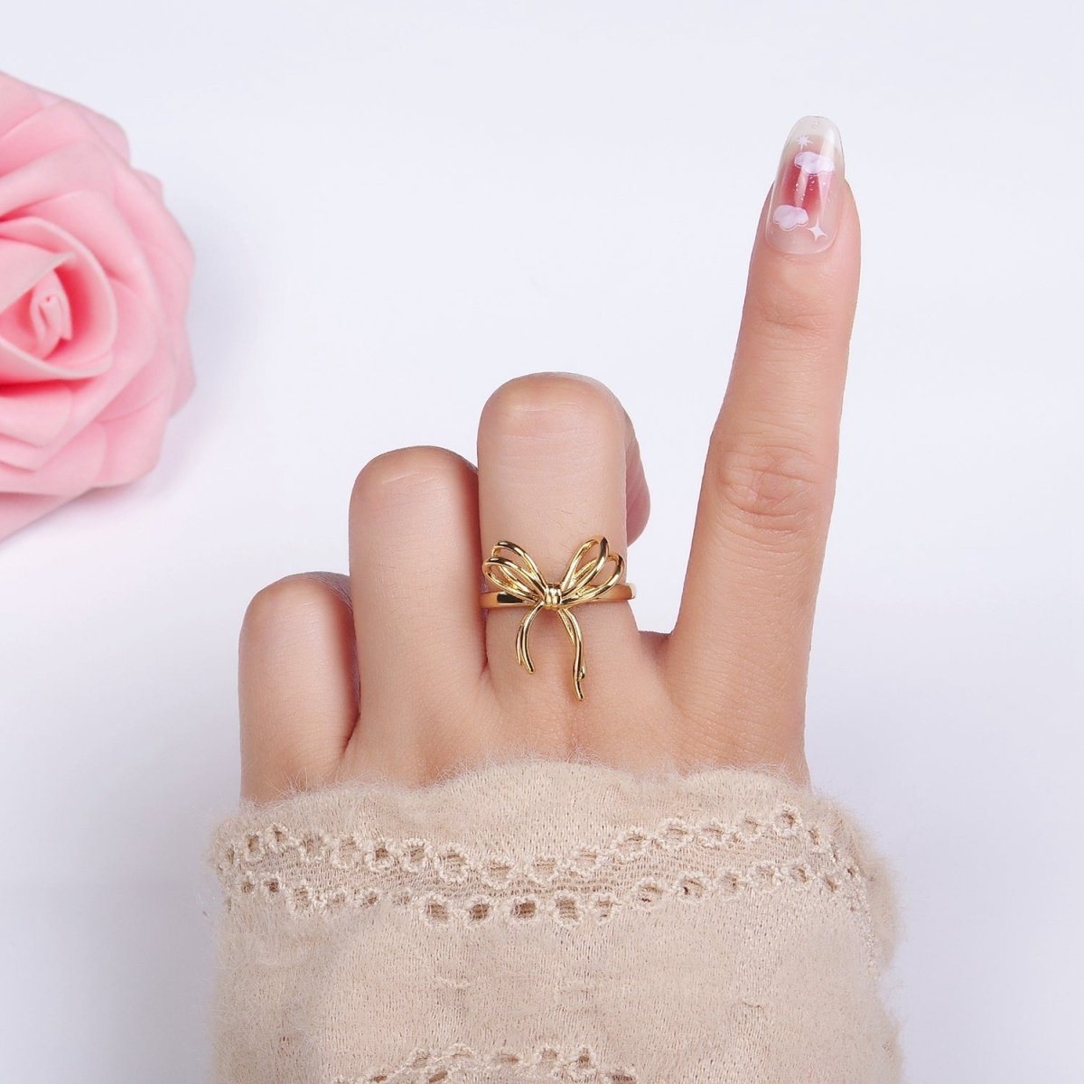 14K Gold Filled Double Tied Bow Ribbon Ring in Gold & Silver | R208 R209