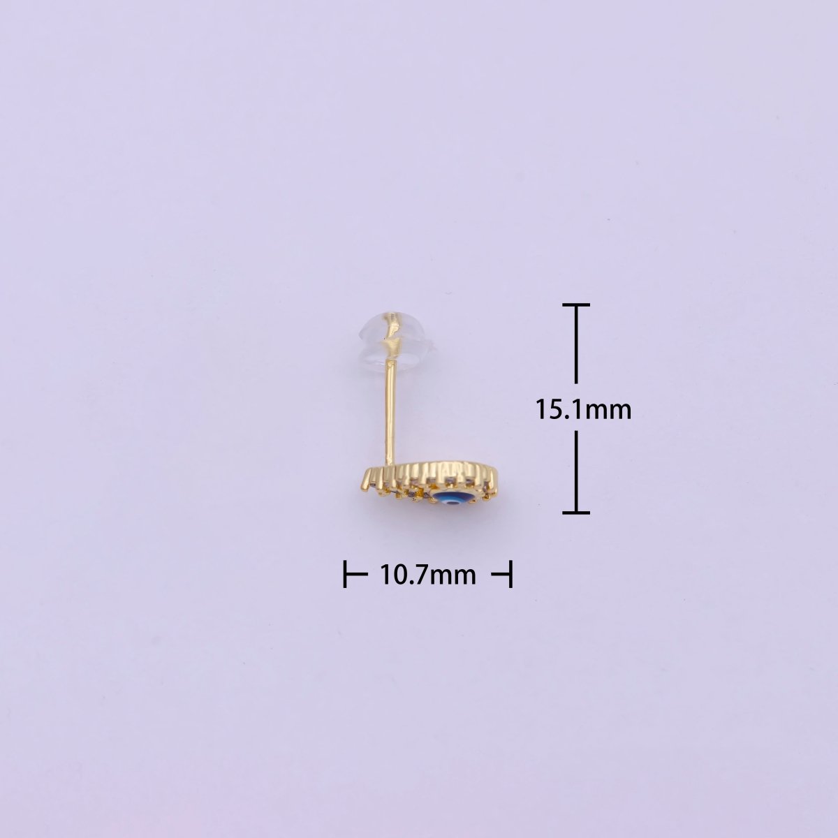 14K Gold Filled Evil Eye Micro Paved CZ Open Teardrop Stud Earrings | AB1246
