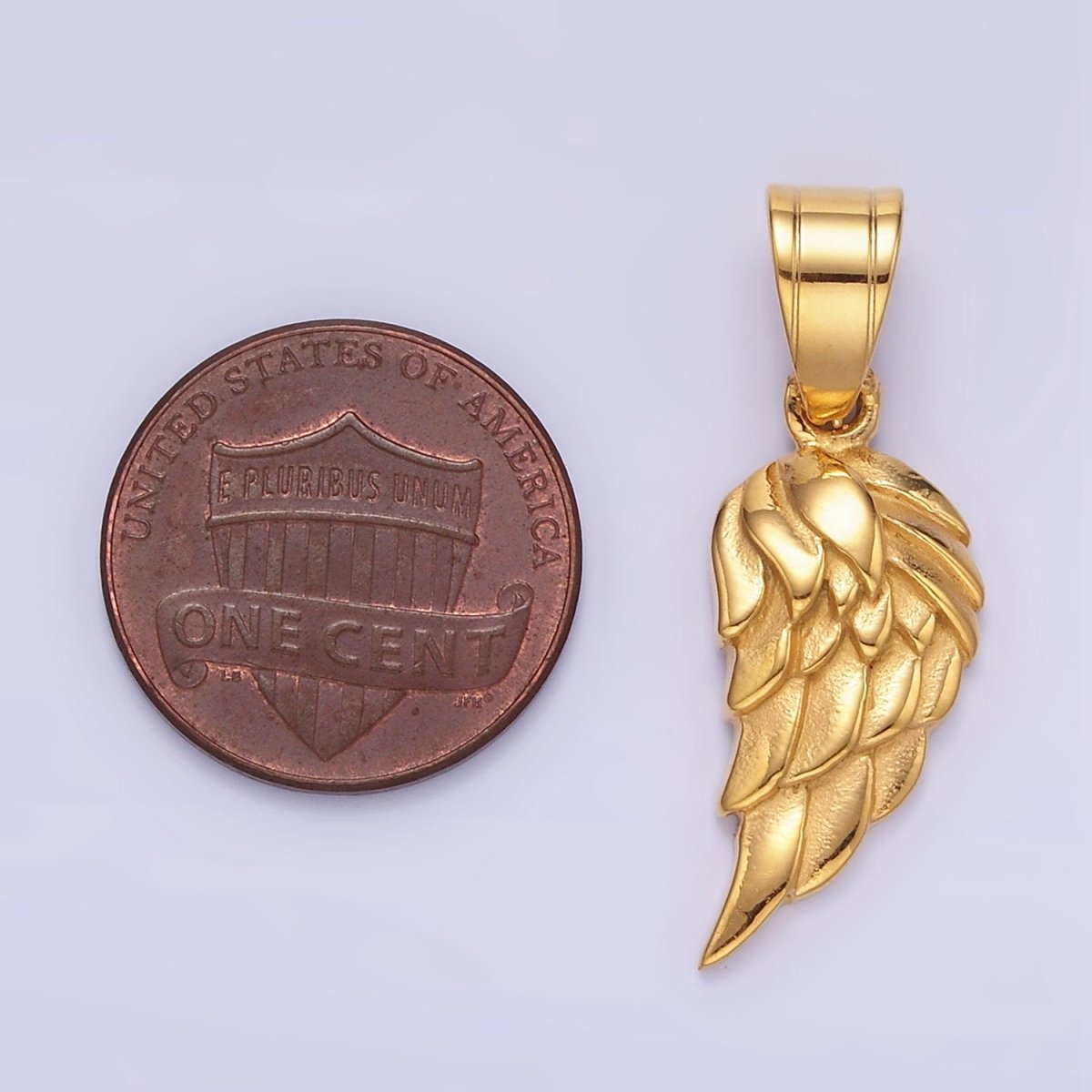 14K Gold Filled Feather Angel Wing Minimalist Pendant | P1457