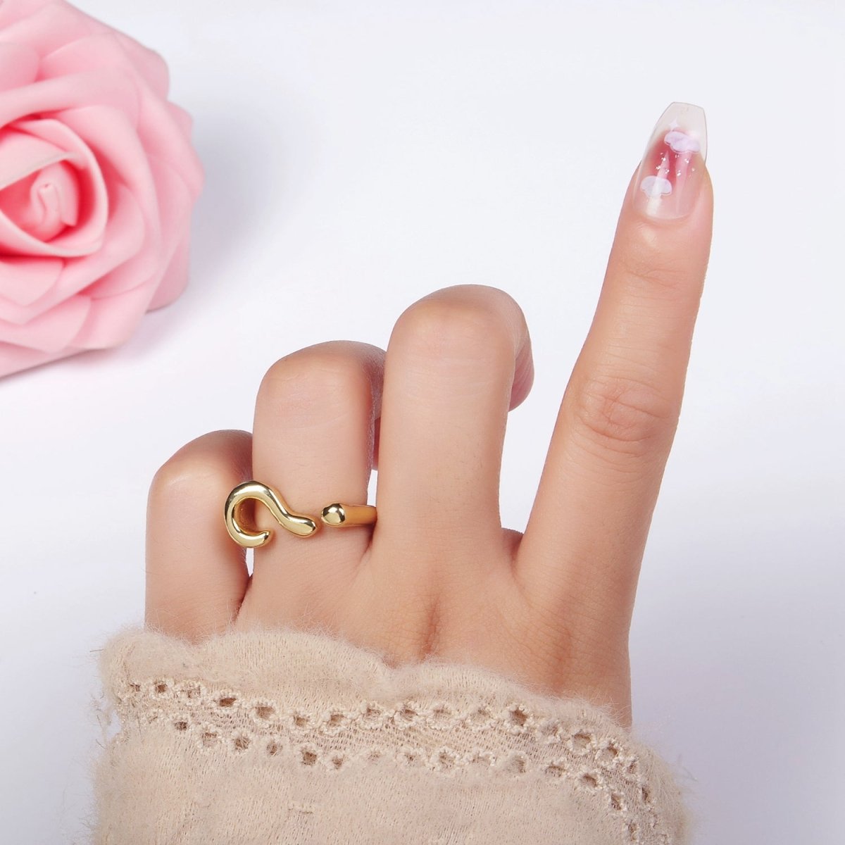 14K Gold Filled Geometric Curved Band Wrap Ring | O416