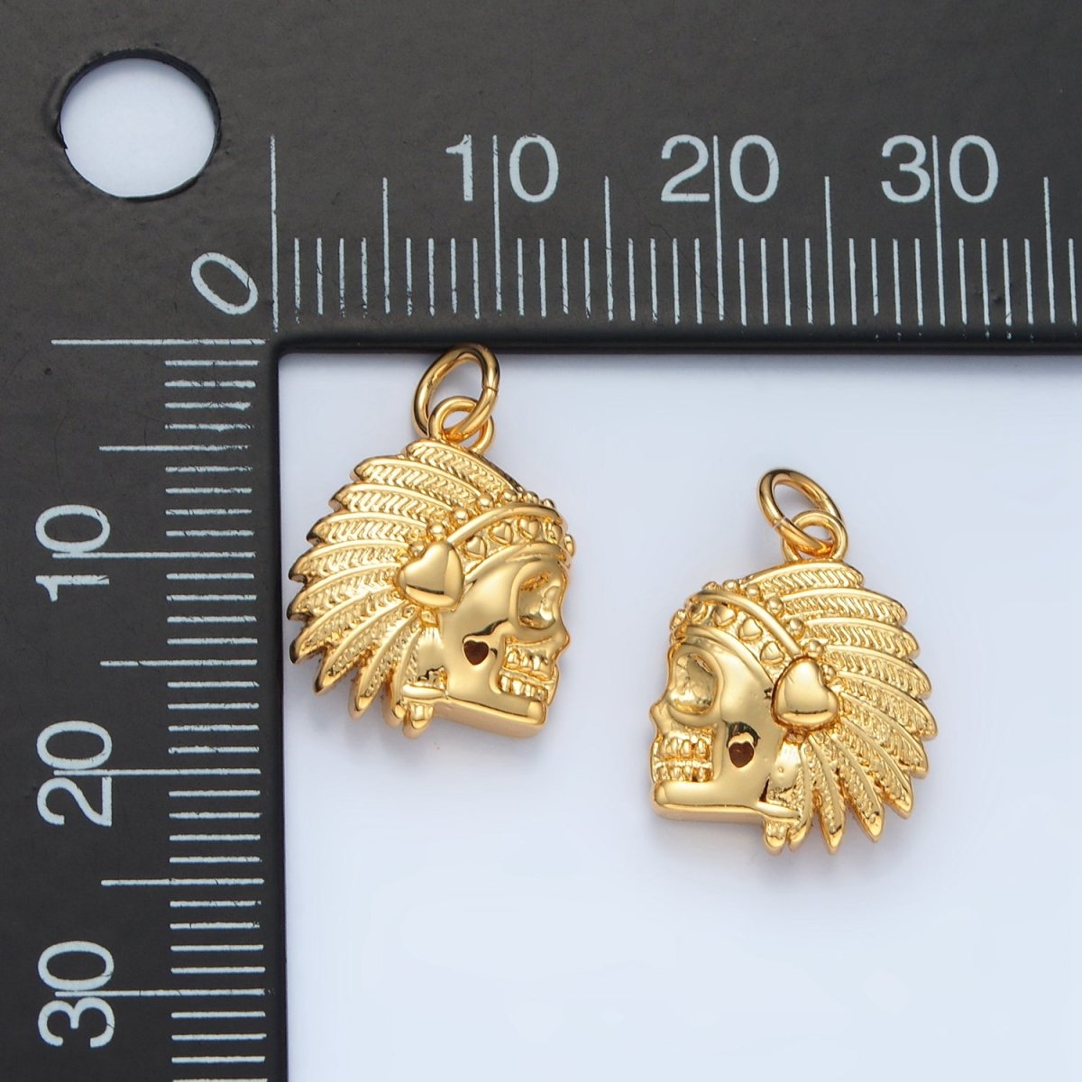 14K Gold Filled Indigenous American Skull Mini Charm | AG882