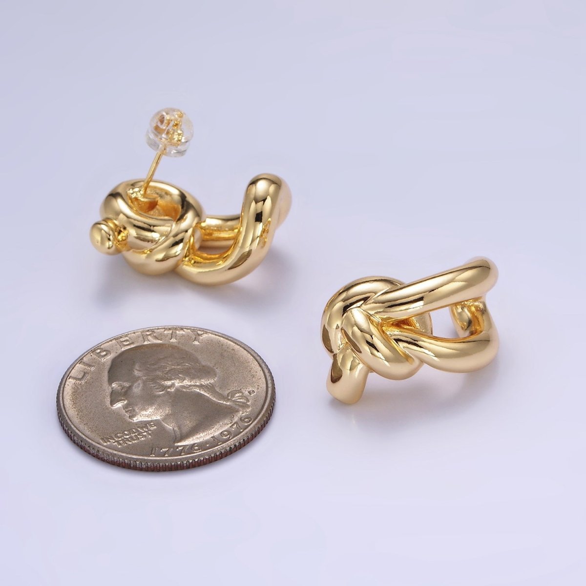 14K Gold Filled Knot Band C-Shaped Hoop Earrings | P506