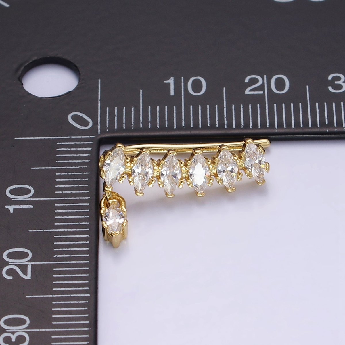 14K Gold Filled Marquise CZ Drop Ear Climber Cuff Earrings | AE482