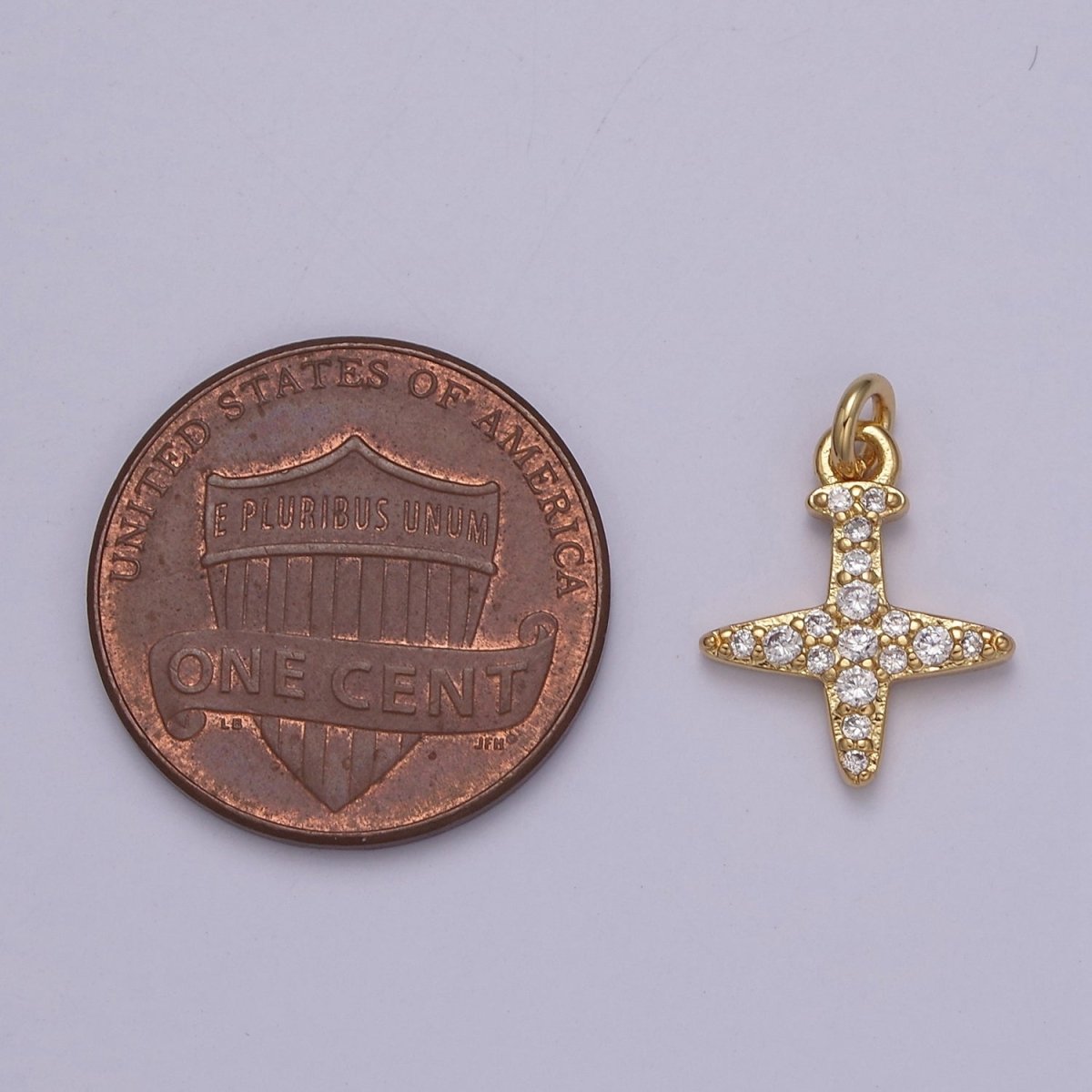 14K Gold Filled Micro Paved CZ Airplane Travel Charm in Gold & Silver | C145 C158