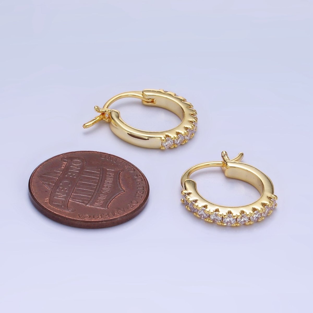 14K Gold Filled Micro Paved CZ Cartilage Latch Hoop Earrings | AE123 AB1264