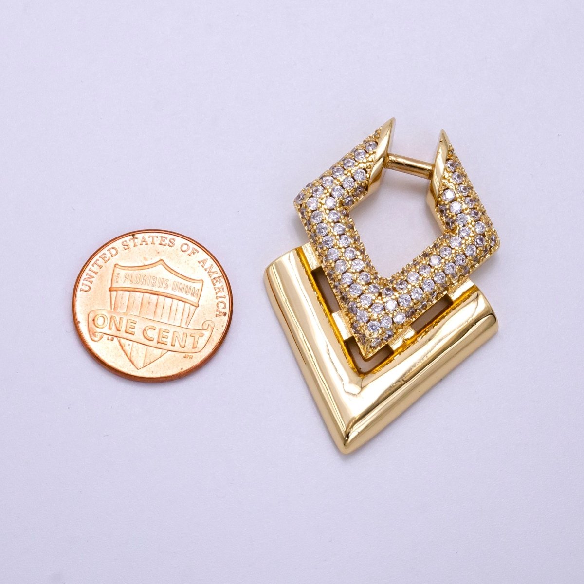 14K Gold Filled Micro Paved CZ Geometric Charm | AA1098