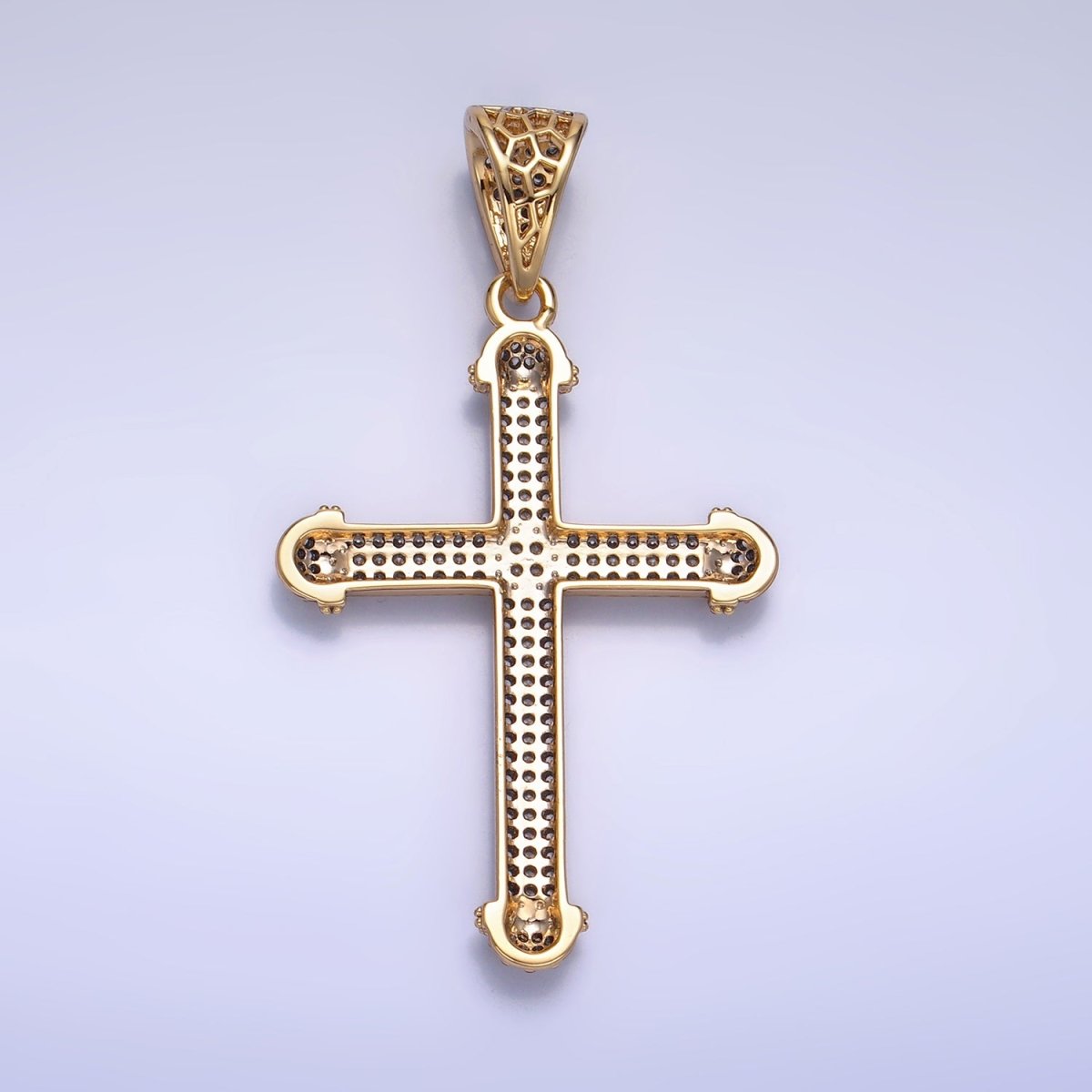 14K Gold Filled Micro Paved CZ Geometric Religious Cross Pendant | AA1063
