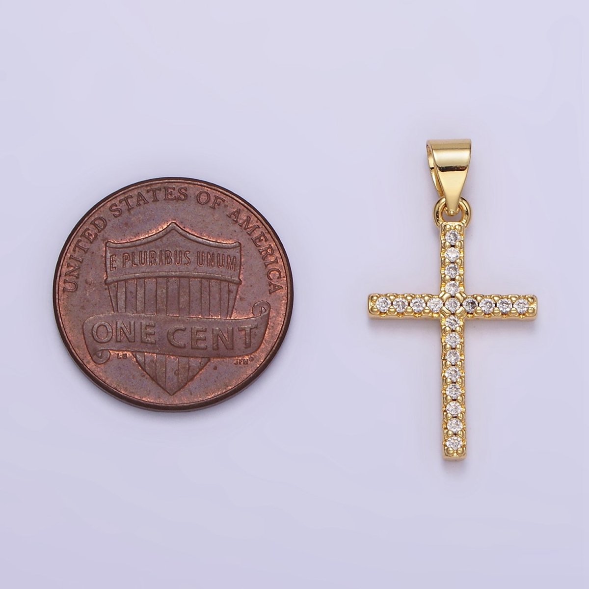 14K Gold Filled Micro Paved CZ Religious Cross Pendant | H392