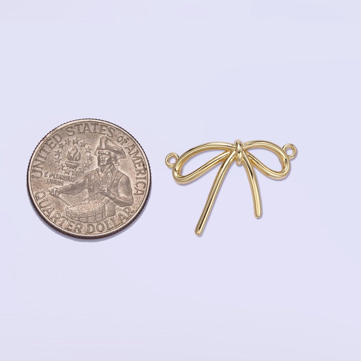 14K Gold Filled Minimalist Tied Ribbon Bow Connector in Gold & Silver | G497