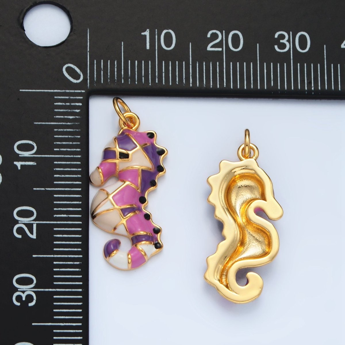 14K Gold Filled Multicolor Enamel Sea Horse Animal Charm | AC173