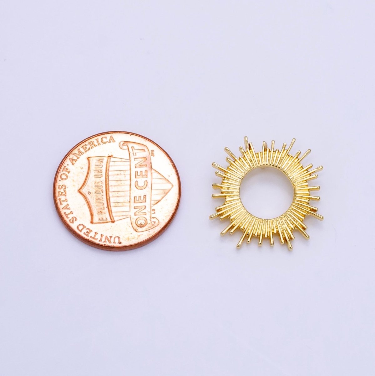 14K Gold Filled Open Celestial Sunburst Back Loop Pendant in Gold & Silver | AG812