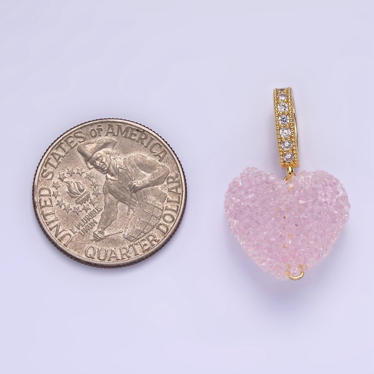 14K Gold Filled Pink Heart Jelly Sugar Pendant | AA1311