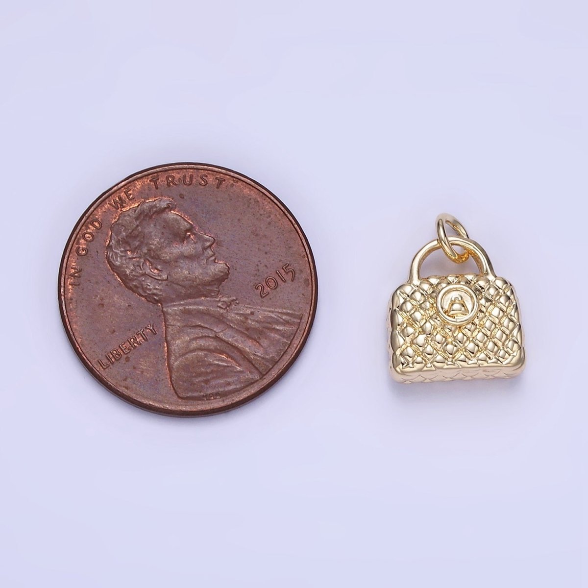 14K Gold Filled Quilted Handbag Purse Puffed Mini Charm | W659