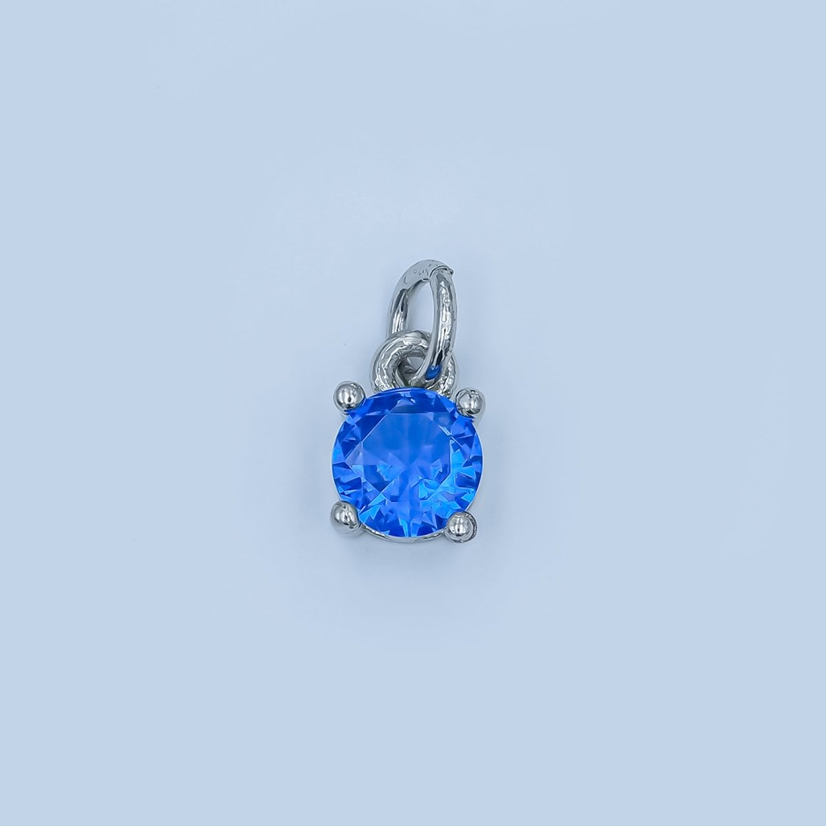14K Gold Filled Round Birthstone CZ Solitaire Charm in Gold & Silver | W509 - W520