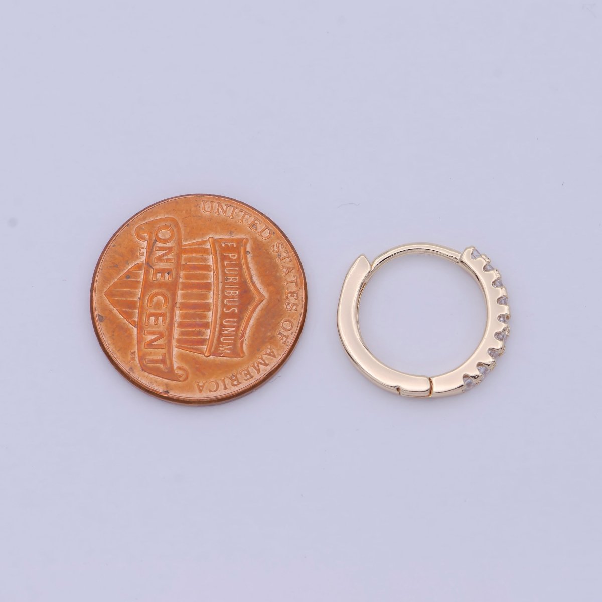16K Gold Filled 15mm Clear Micro Paved CZ Huggie Earrings | AB1195