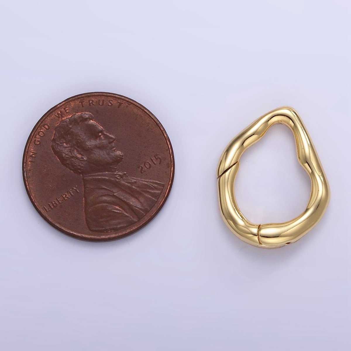 16K Gold Filled 18mm Abstract Hammered Push Spring Gate Findings | Z888