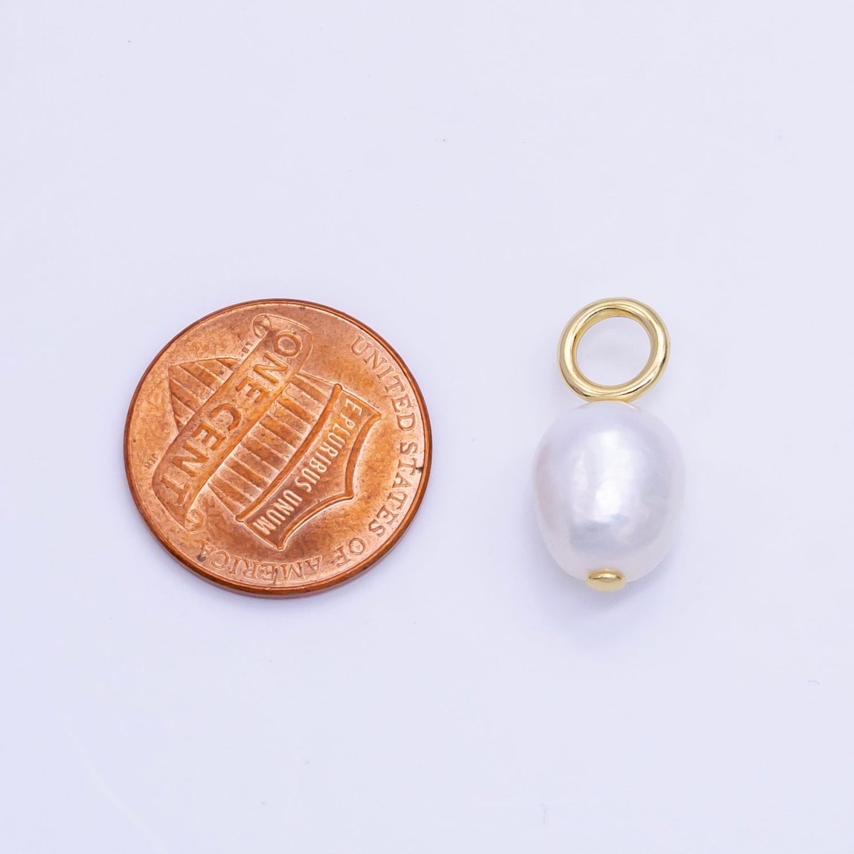 16K Gold Filled 18mm White Freshwater Pearl Drop Pendant | P1755