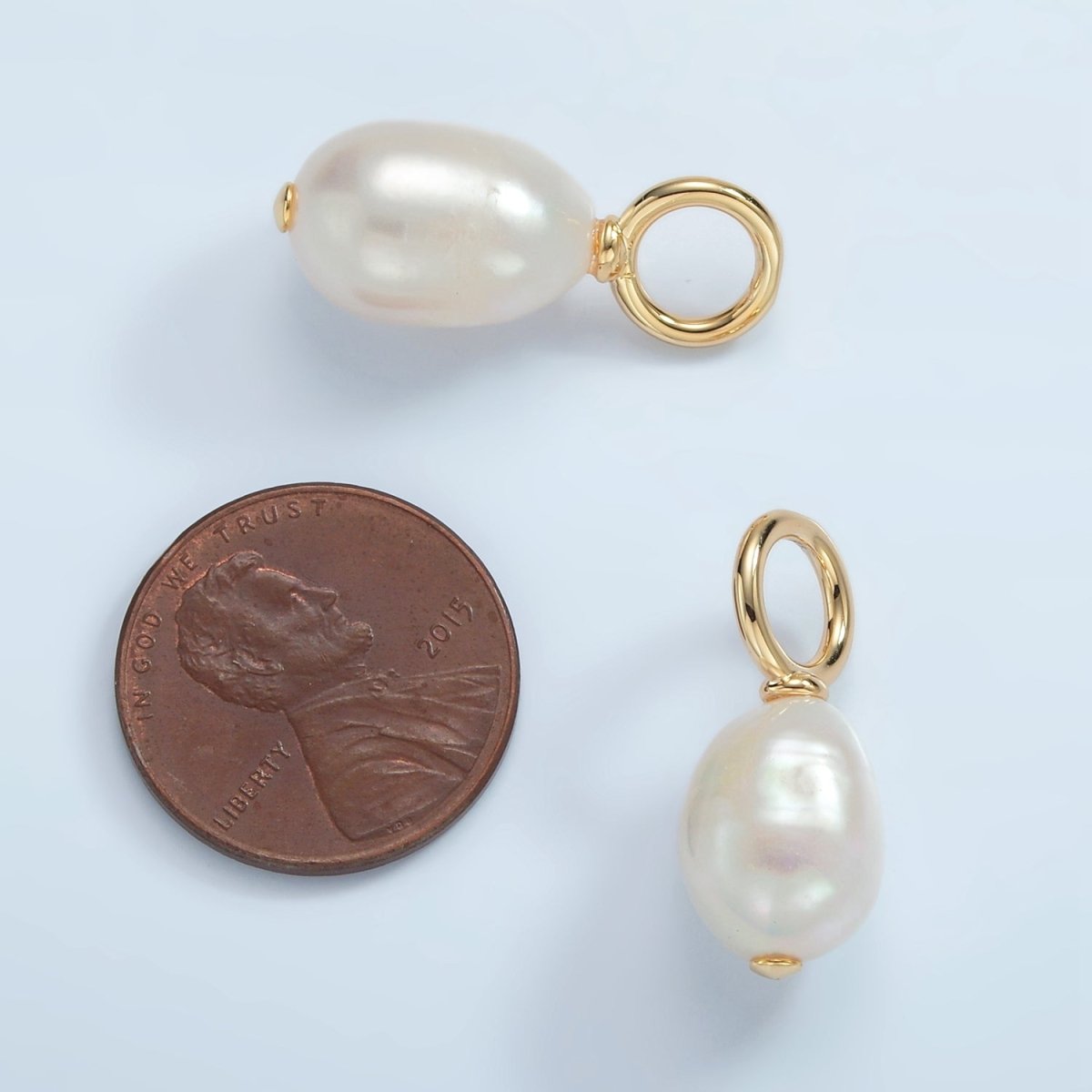 16K Gold Filled 20mm White Freshwater Pearl Drop Pendant | P1862