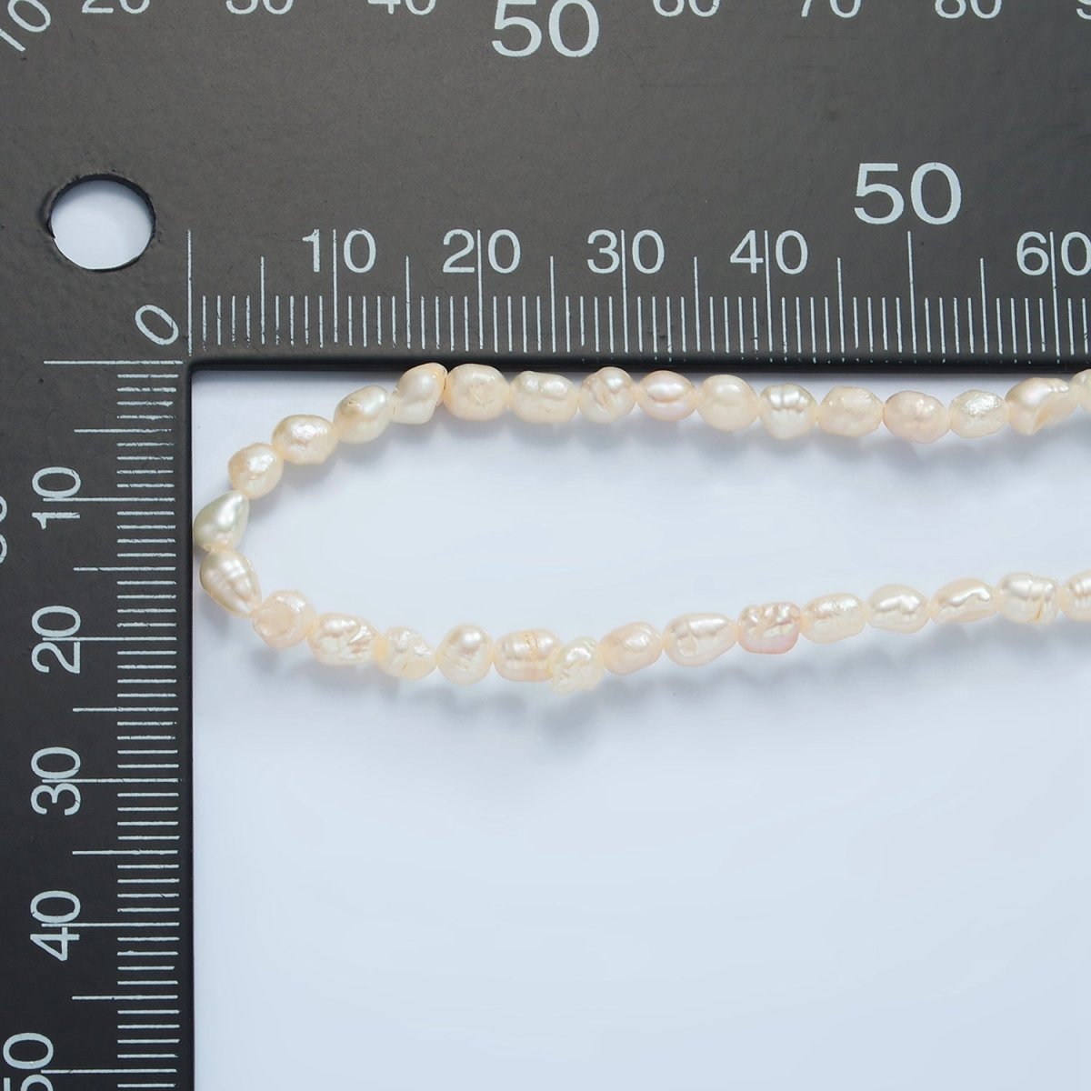 16K Gold Filled 4mm White Baroque Freshwater Pearl 14.5 Inch Necklace w. Extender | WA-2629