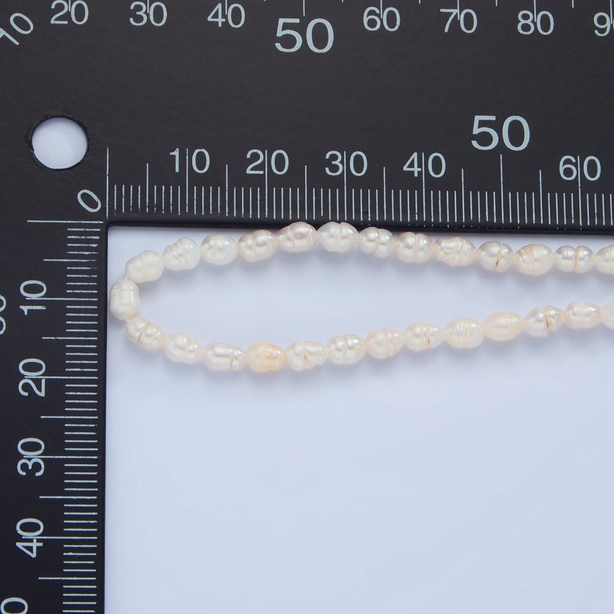 16K Gold Filled 4mm White Ringed Baroque Freshwater Pearl 14.5 Inch Necklace w. Extender | WA-2633