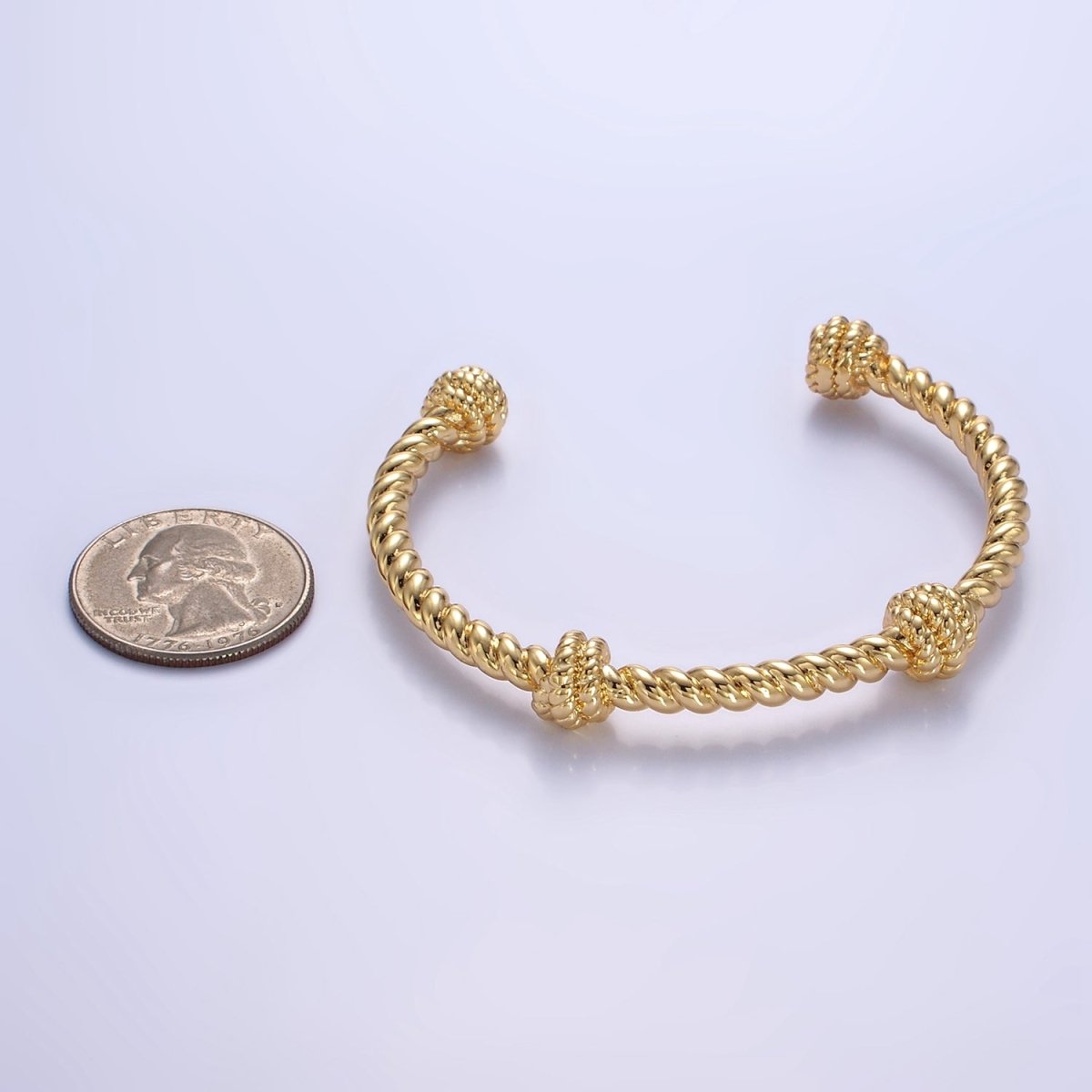16K Gold Filled 50mm Twisted Rope Cuff Bracelet | WA-2518