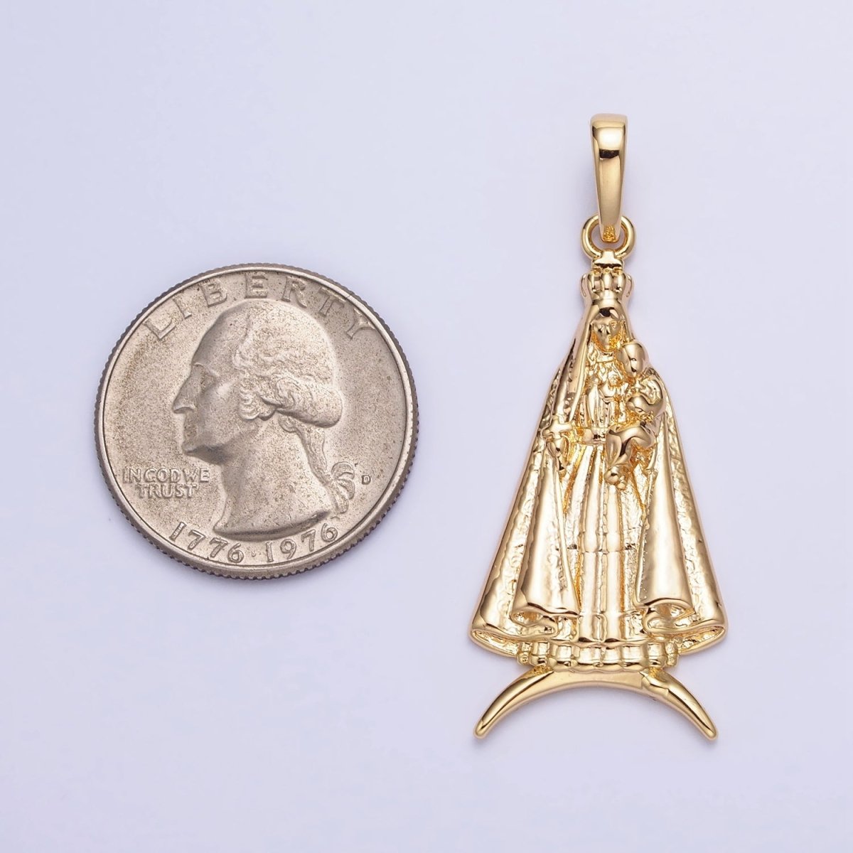 16K Gold Filled Catholic Cape "Nossa Senhora Aparecida" Pendant in Gold & Silver | AA176 AA177