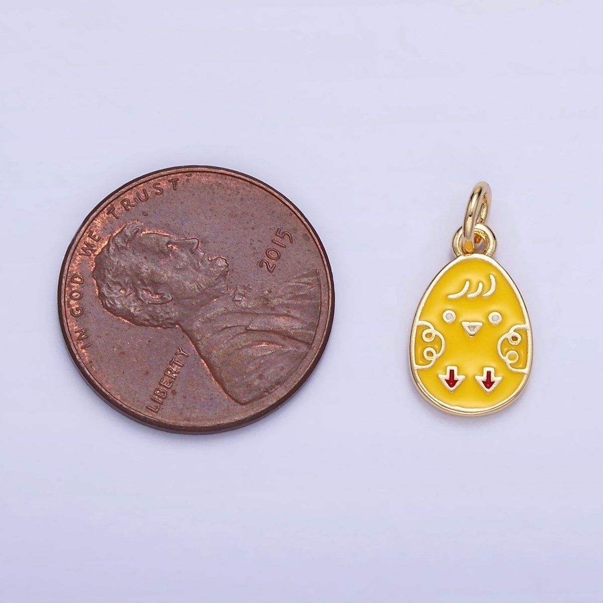 16K Gold Filled Chicken Yellow Enamel Easter Egg Charm | C117