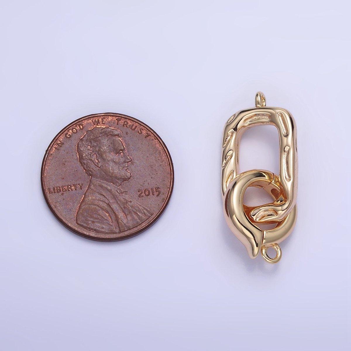 16K Gold Filled Hammered Rectangular Snap Latch Finding Set in Gold & Silver | Z792