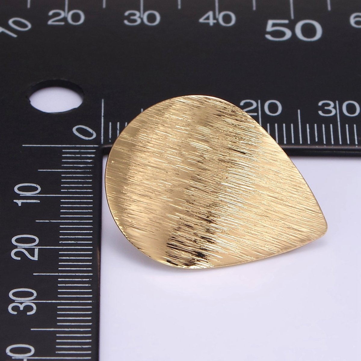 16K Gold Filled Line-Textured Teardrop Drop Stud Earrings | Z821