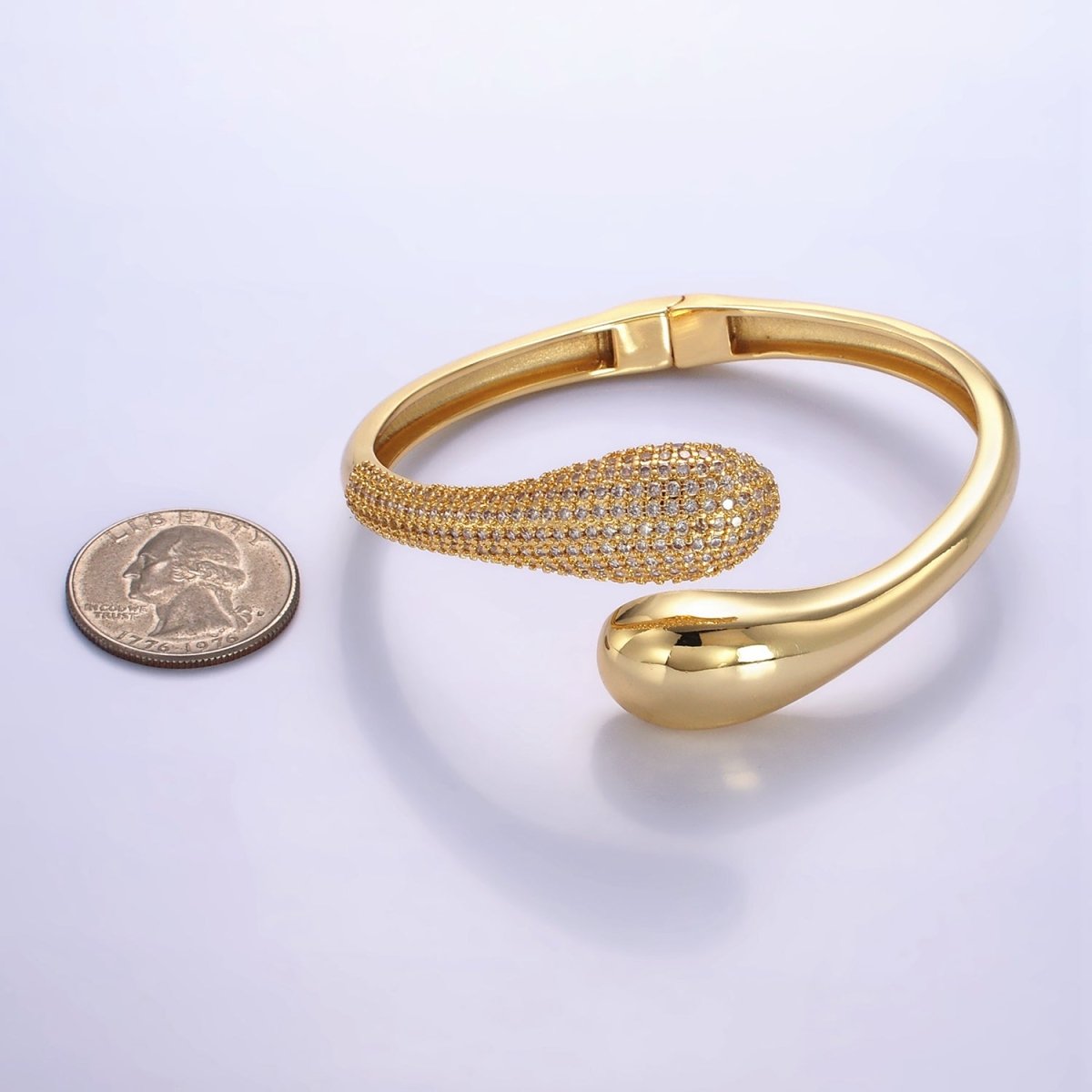 16K Gold Filled Micro Paved CZ Snake Drip Wrap Cuff Bracelet | WA-2524
