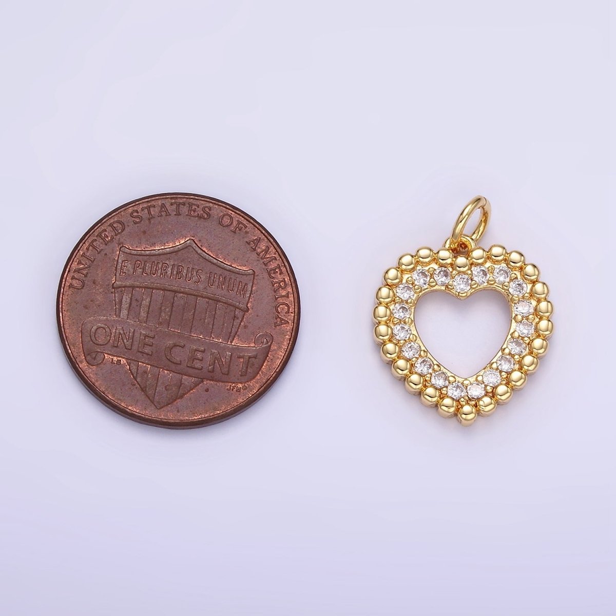 16K Gold Filled Open Beaded Micro Paved CZ Heart | C322