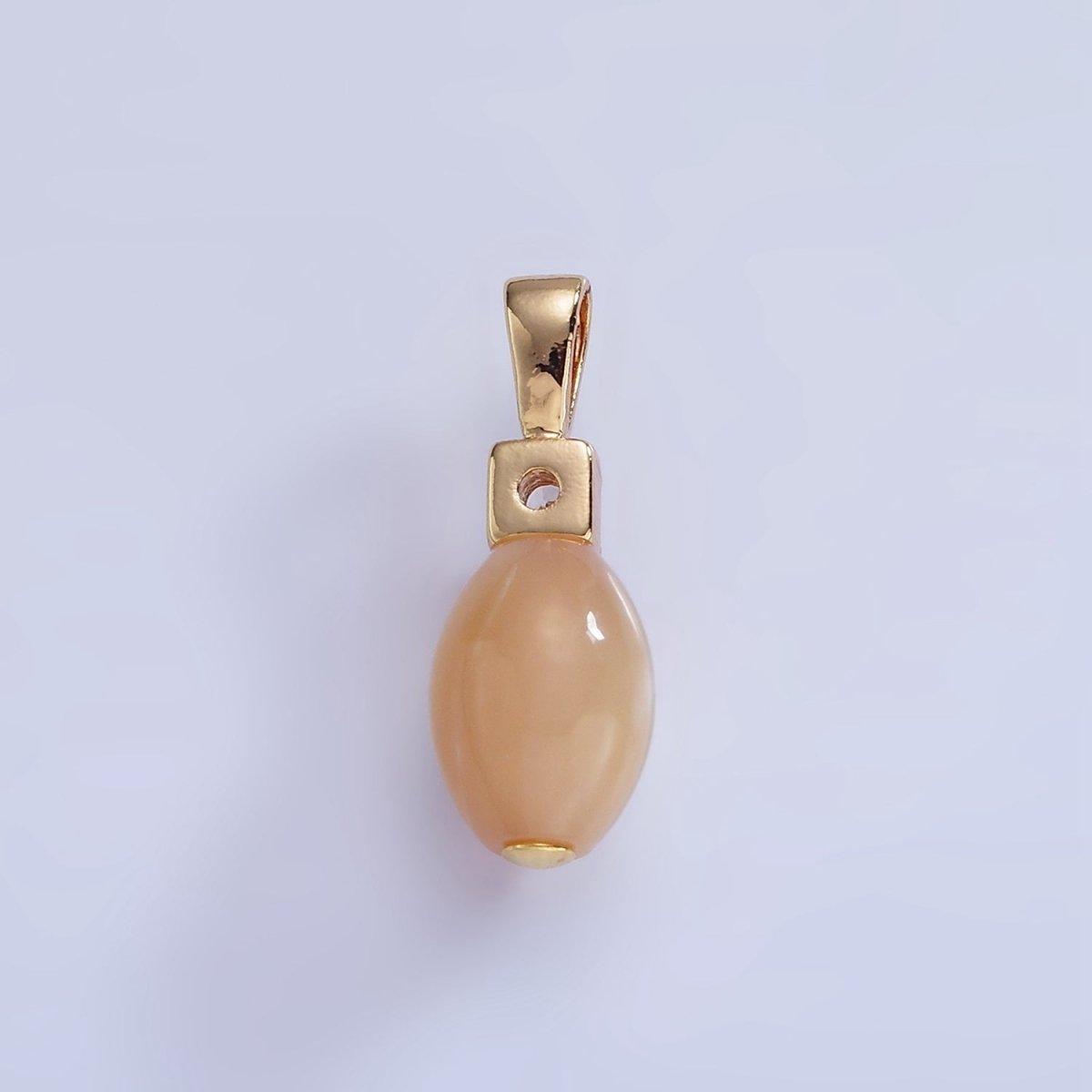16K Gold Filled Peach Pearl Sphere CZ Drop Pendant | P1574