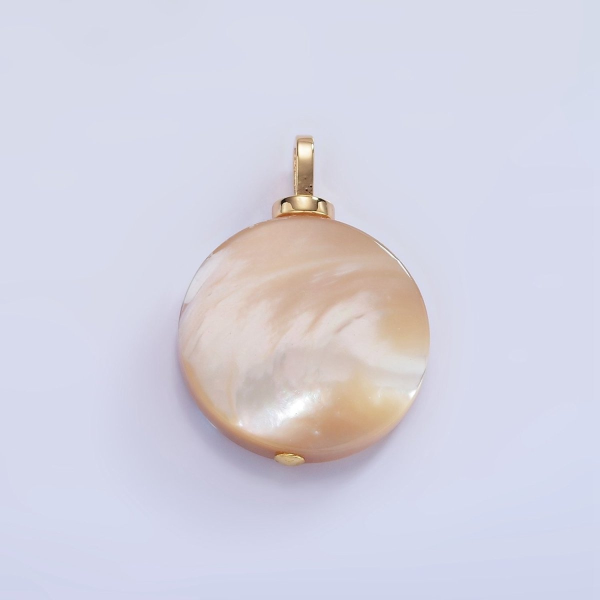 16K Gold Filled Peach White Shell Pearl Micro Paved Pendant | P1575