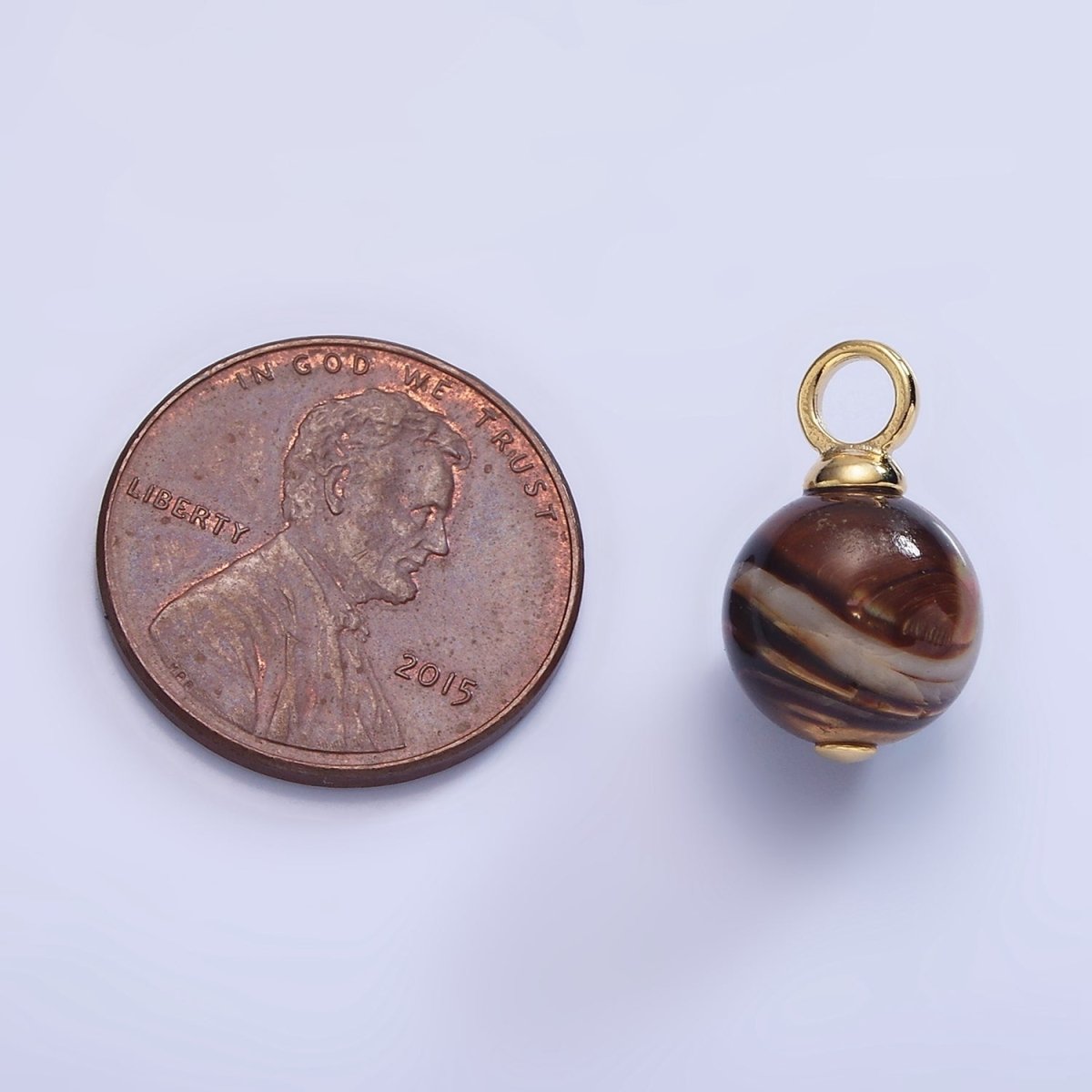 16K Gold Filled Tiger Eye Gemstone Round Drop Pendant | P1769