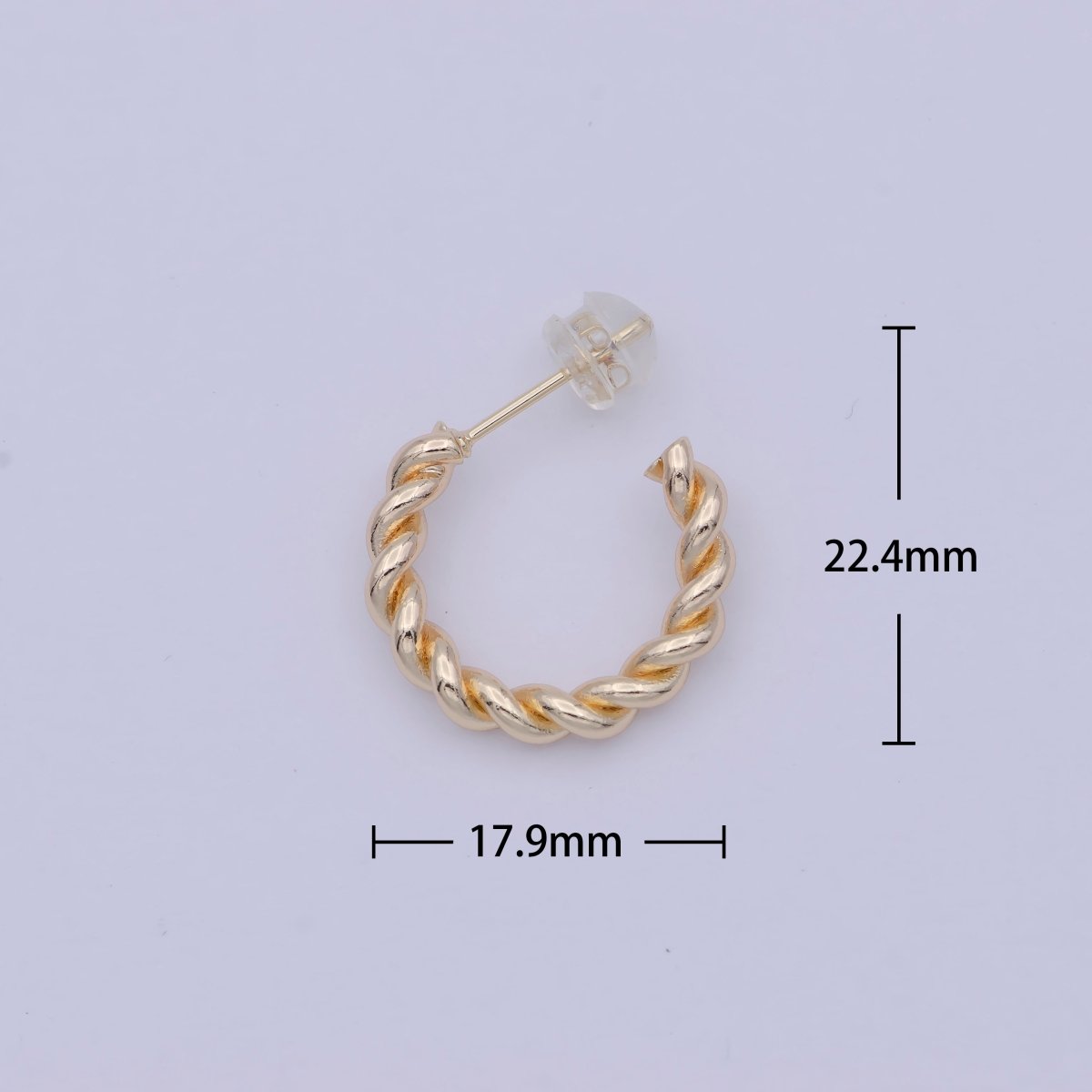 18K Gold Filled 23mm Twisted Rope C-Shaped Hoop Earrings | AB1200