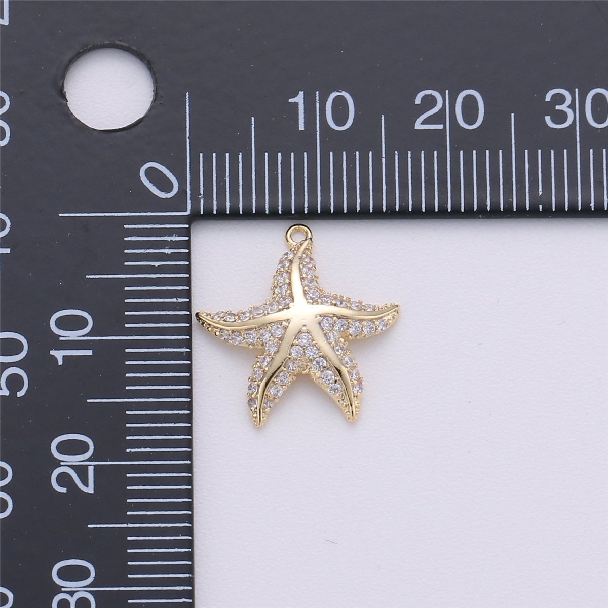 18K Gold Filled Tiny Starfish Charm for Necklace Bracelet Earring Jewelry Making Stylish Star fish Charm, Micro Pave CZ Charm E-483