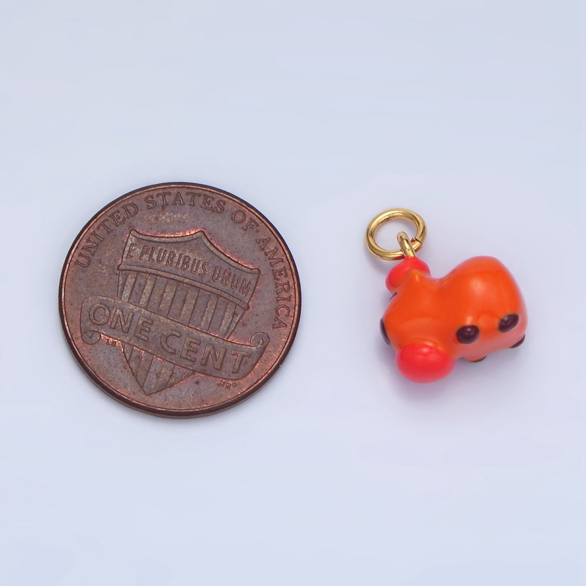 24K Gold Filled 10mm Glass Capybara with Tomato Fruit Charm | X579