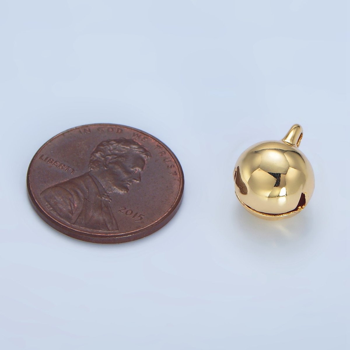 24K Gold Filled 13mm Jingle Bell Minimalist Mini Multidimensional Charm in Gold & Silver | X883